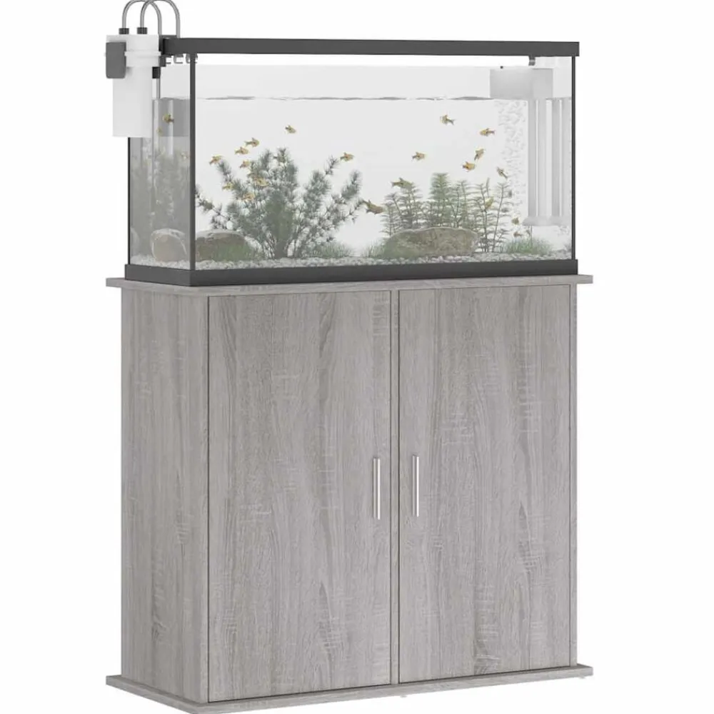 vidaXL Soporte para acuario madera ingeniería 81x36x73 cm Gris sonoma Best