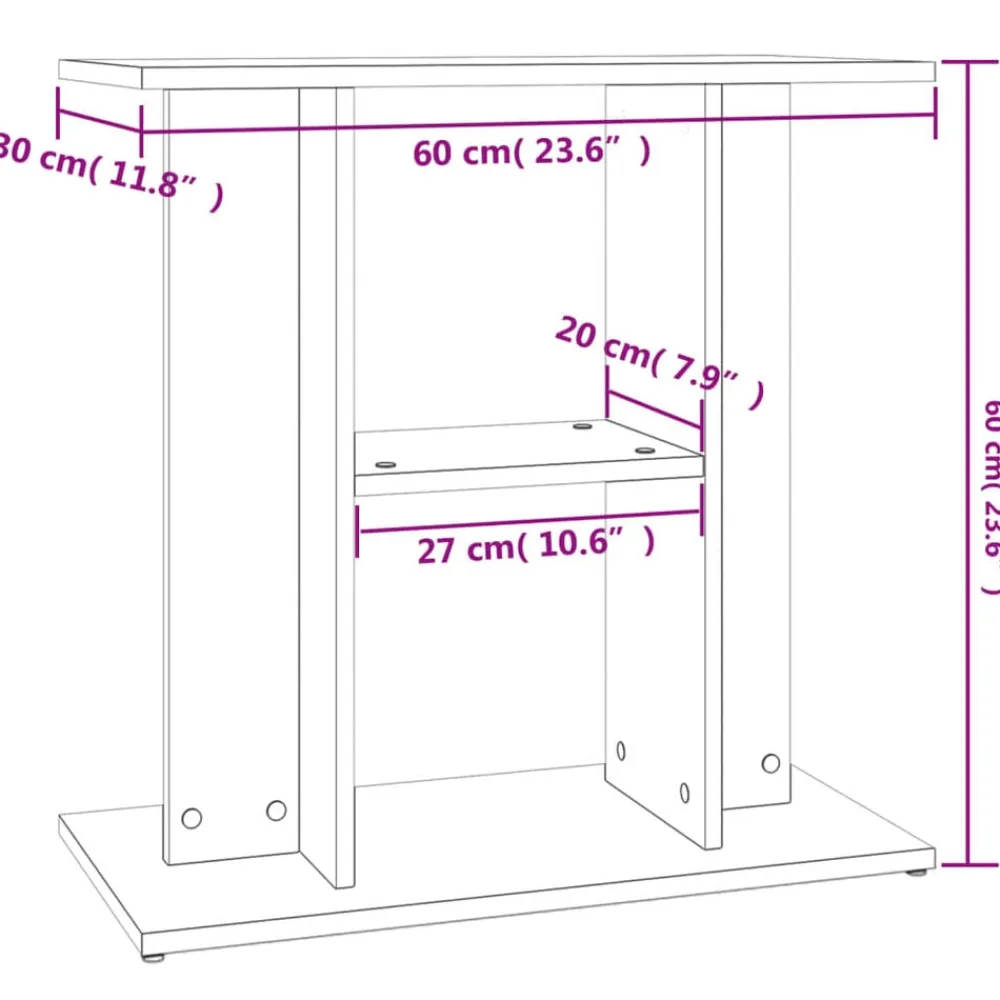 vidaXL Productos Para Mascotas-Soporte para acuario madera ingeniería 60x30x60 cm