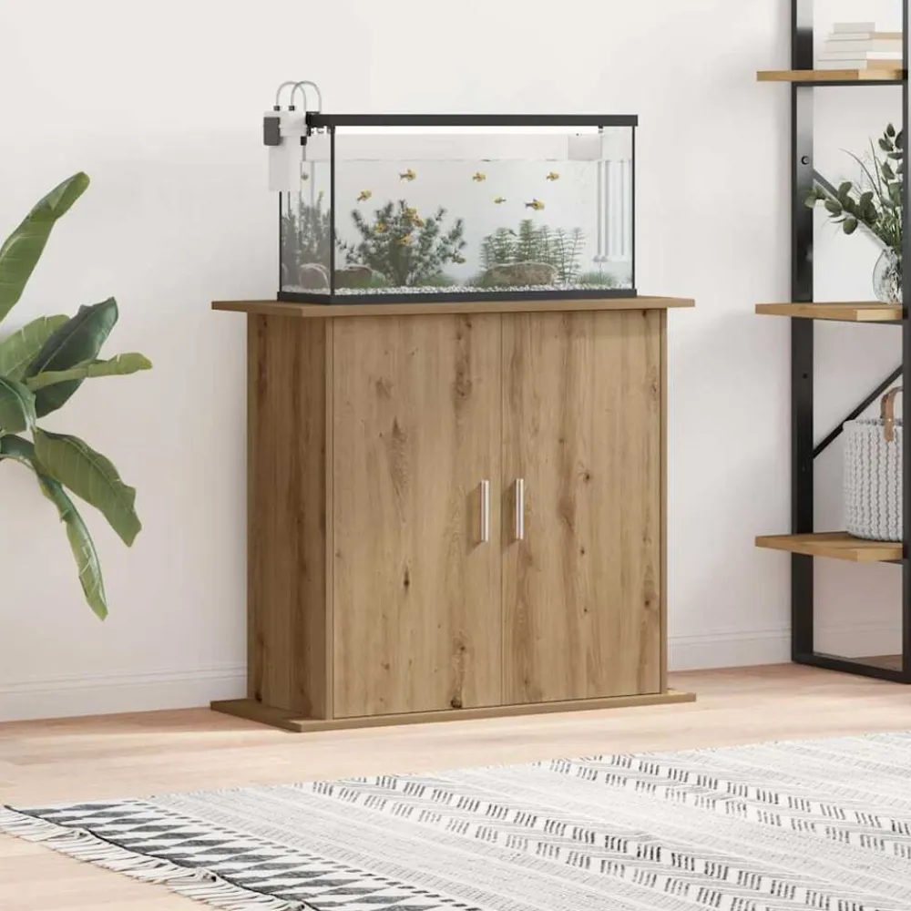 vidaXL Productos Para Mascotas-Soporte para acuario de roble artesanal, 81 x 36 x 73 cm, madera de ingeniería
