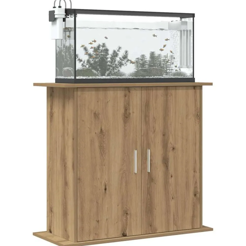 vidaXL Productos Para Mascotas-Soporte para acuario de roble artesanal, 81 x 36 x 73 cm, madera de ingeniería