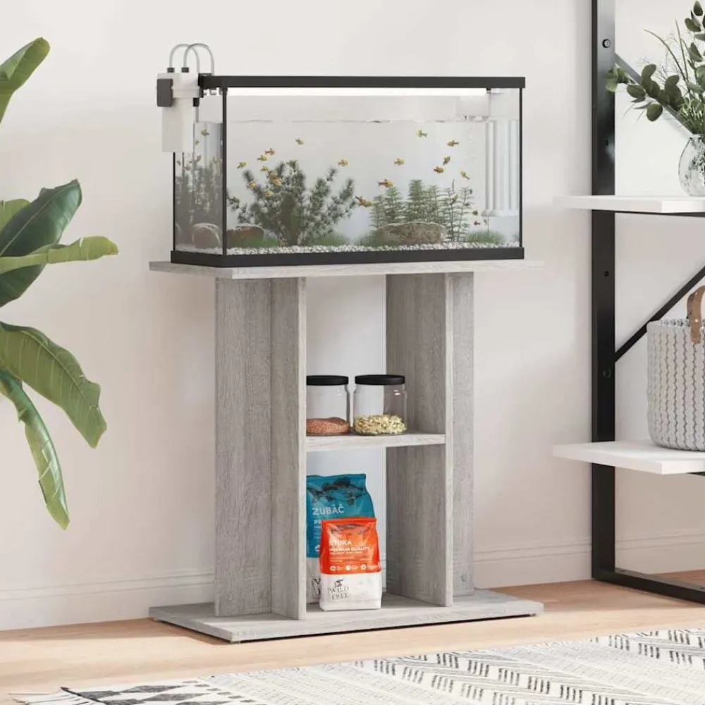 vidaXL Productos Para Mascotas-Soporte para acuario Sonoma gris 60x30x60 cm Madera sintética