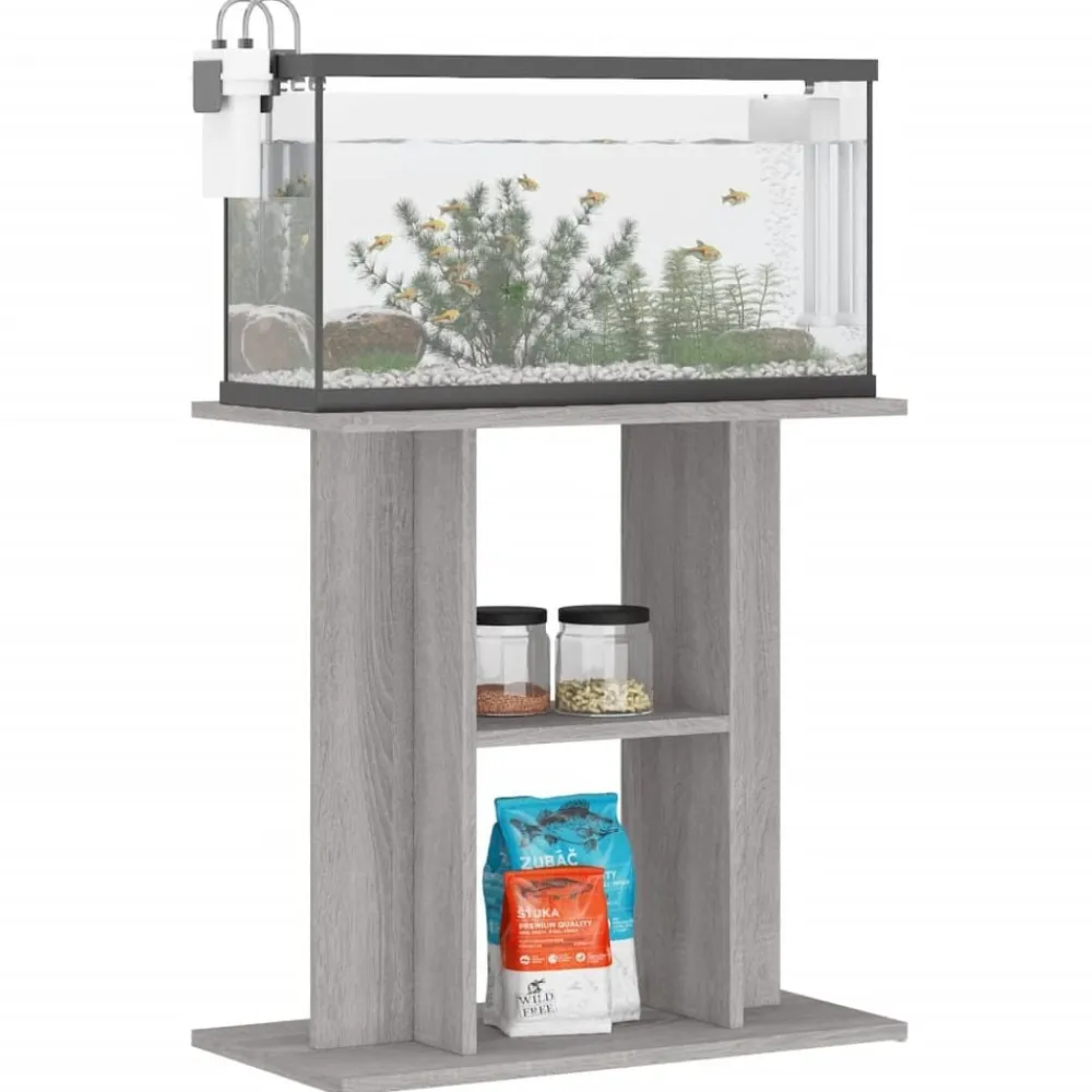 vidaXL Productos Para Mascotas-Soporte para acuario Sonoma gris 60x30x60 cm Madera sintética