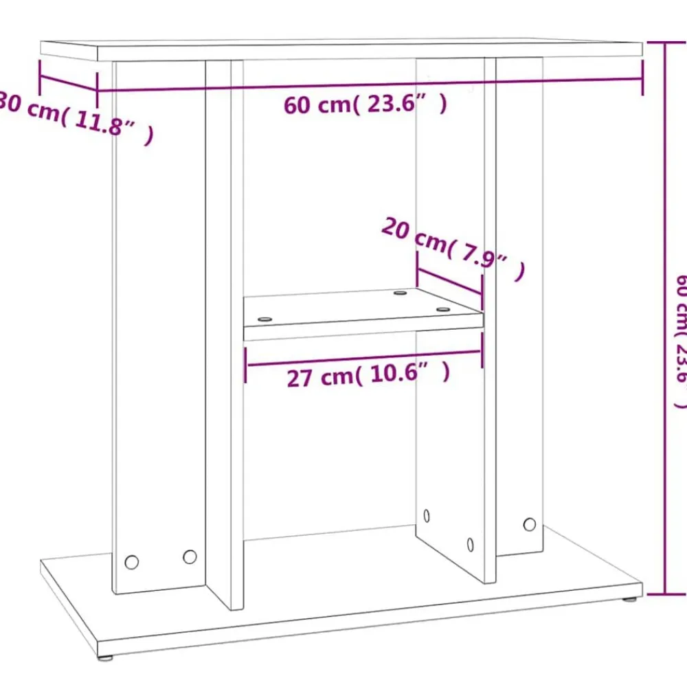 vidaXL Productos Para Mascotas-Soporte para acuario madera de ingeniería 60x30x60 cm
