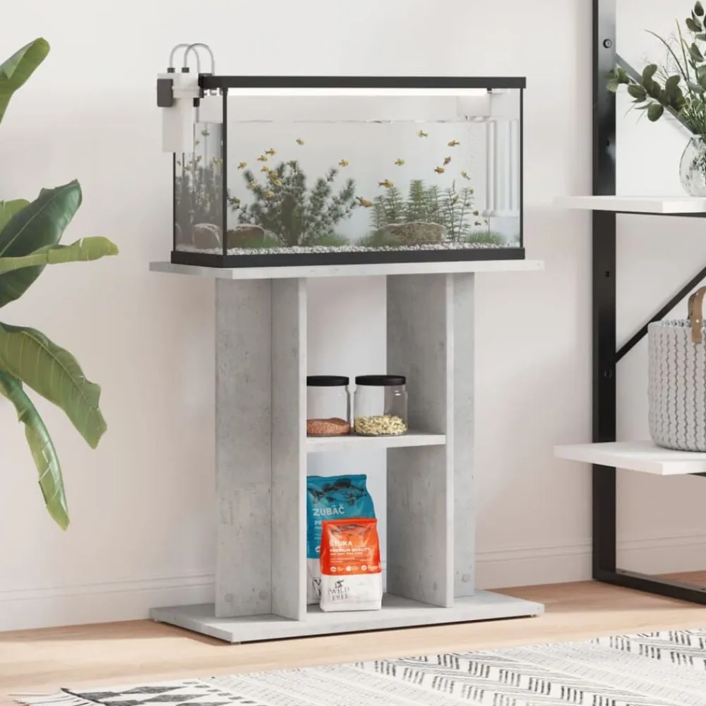 vidaXL Productos Para Mascotas-Soporte para acuario de hormigón gris 60x30x60 cm de madera sintética