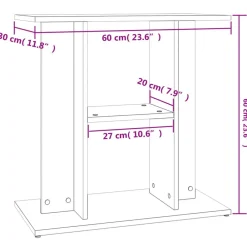 vidaXL Productos Para Mascotas-Soporte para acuario de hormigón gris 60x30x60 cm de madera sintética