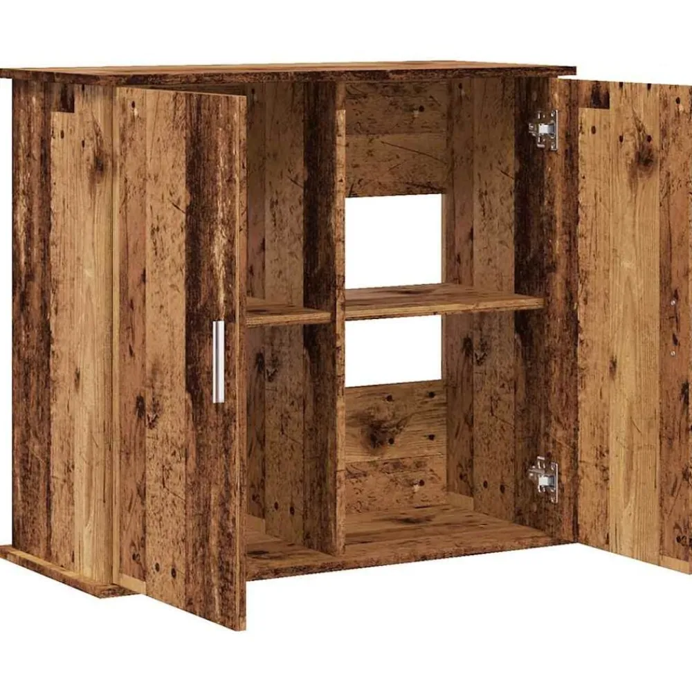 vidaXL Soporte para acuario madera ingeniería envejecida 81x36x73 cm Madera antigua New