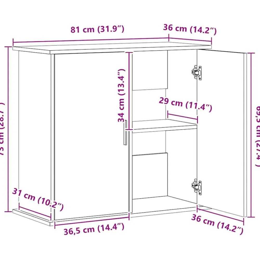 vidaXL Soporte para acuario madera ingeniería envejecida 81x36x73 cm Madera antigua New