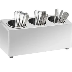 vidaXL Cocina Y Comedor-Soporte para cubiertos 3 rejillas acero inoxidable rectangular