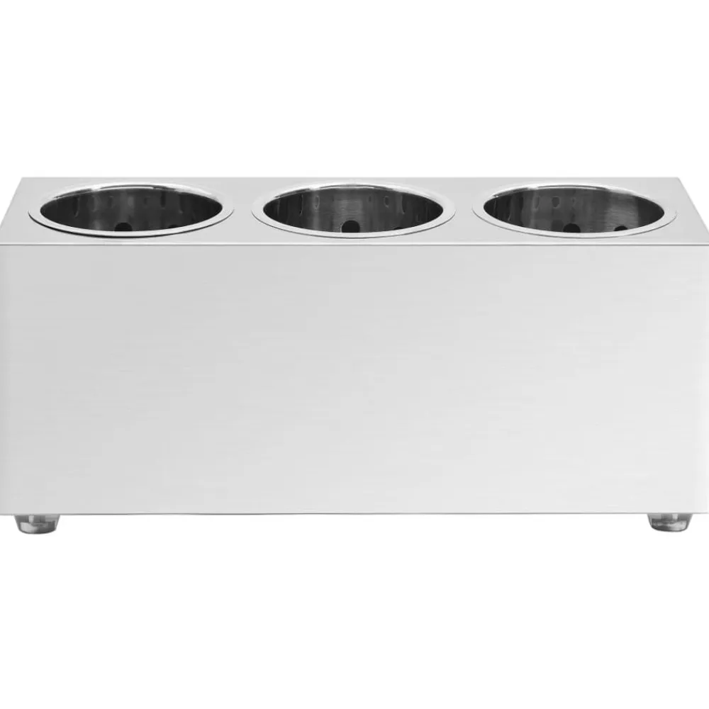 vidaXL Cocina Y Comedor-Soporte para cubiertos 3 rejillas acero inoxidable rectangular