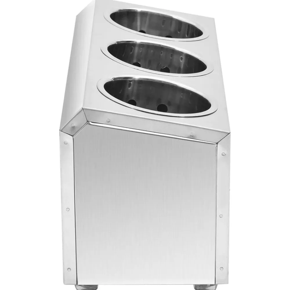vidaXL Cocina Y Comedor-Soporte para cubiertos 3 rejillas acero inoxidable rectangular