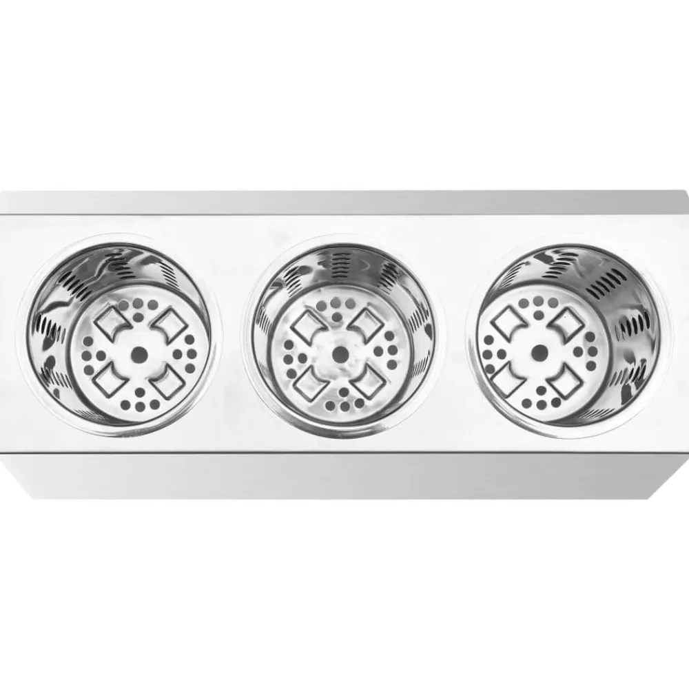 vidaXL Cocina Y Comedor-Soporte para cubiertos 3 rejillas acero inoxidable rectangular