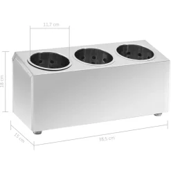 vidaXL Cocina Y Comedor-Soporte para cubiertos 3 rejillas acero inoxidable rectangular