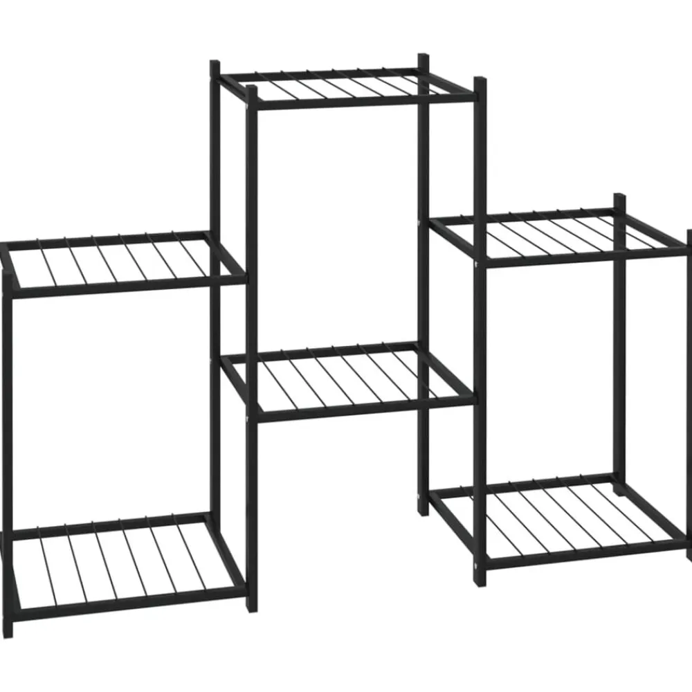 vidaXL Soporte para flores de hierro negro 83x25x60 cm Discount