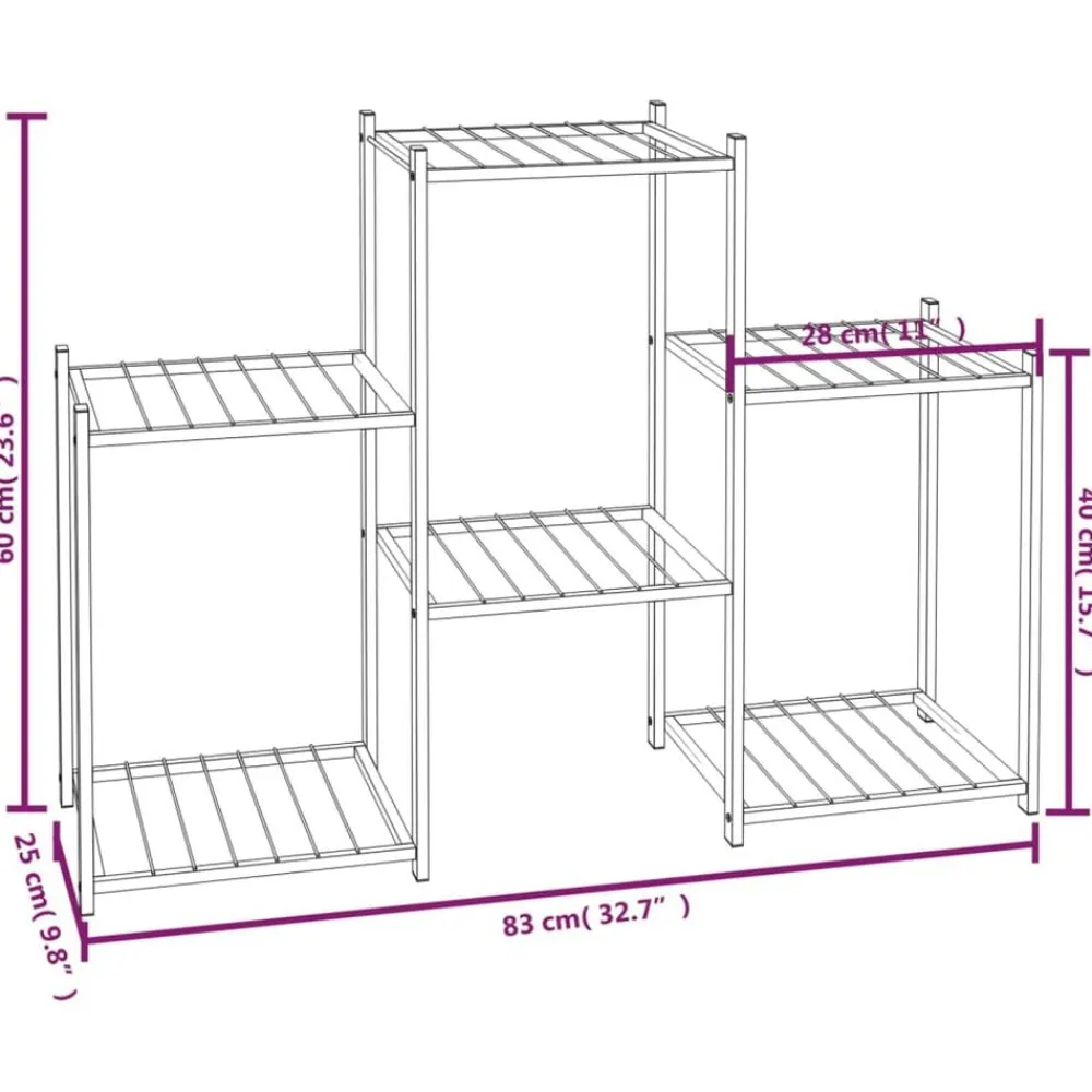 vidaXL Soporte para flores de hierro negro 83x25x60 cm Discount