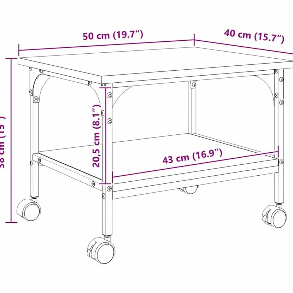 vidaXL Soporte para Impresora 50 x 40 x 38 cm Roble negro Sale