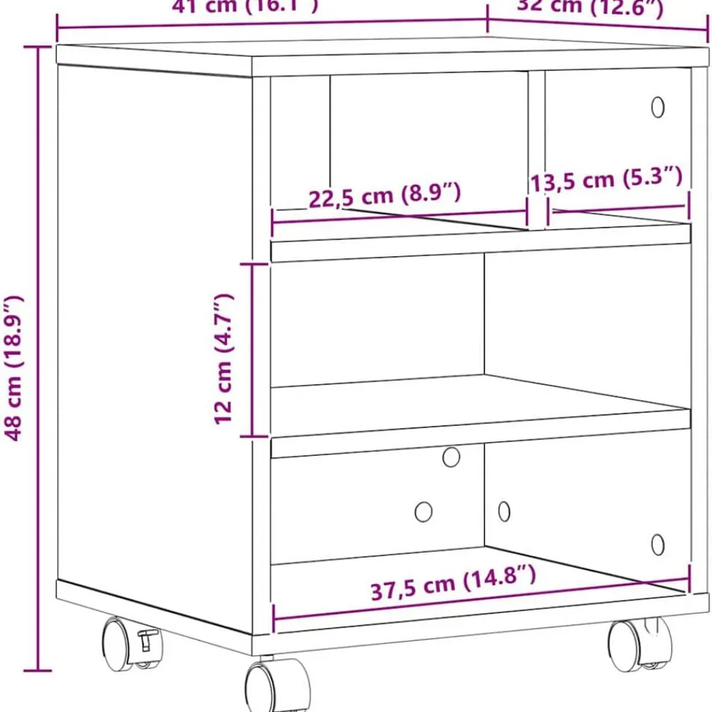 vidaXL Electrónica-Soporte para Impresora 41 x 32 x 48 cm