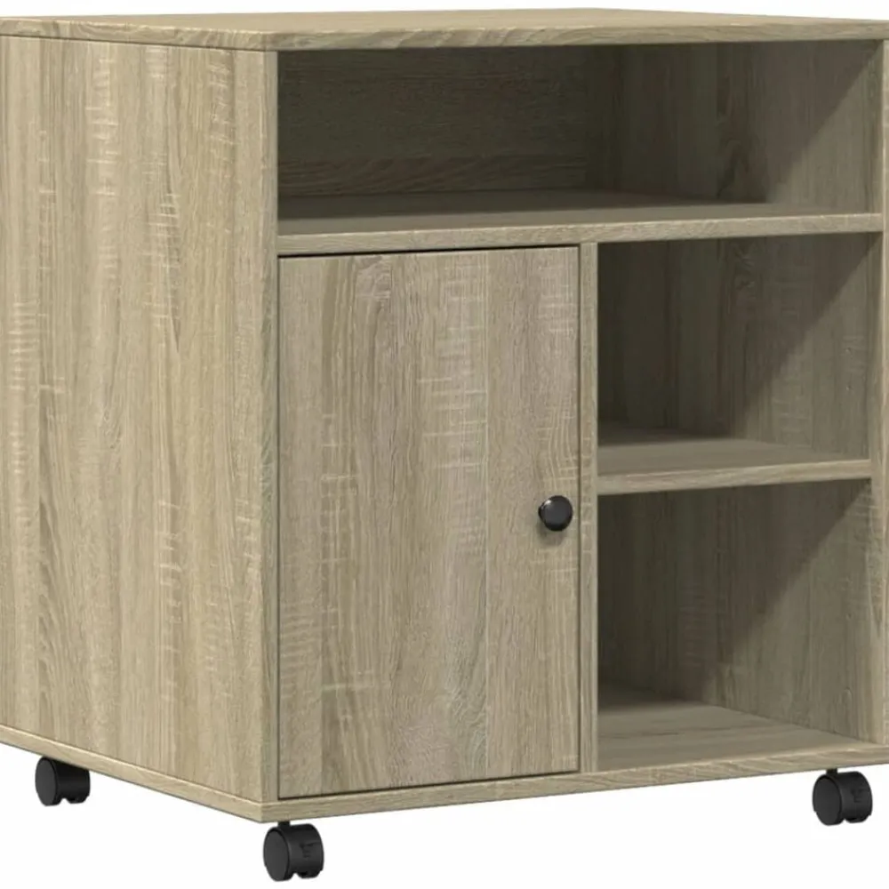 vidaXL Soporte para impresora con ruedas 60x50x67 cm Roble Sonoma Online