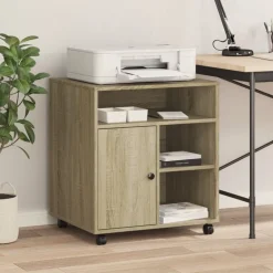 vidaXL Soporte para impresora con ruedas 60x50x67 cm Roble Sonoma Online