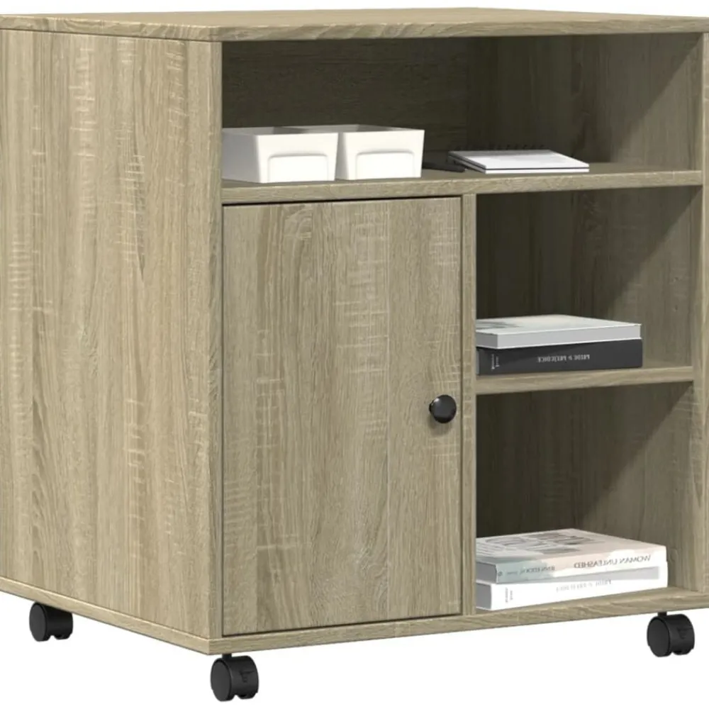 vidaXL Soporte para impresora con ruedas 60x50x67 cm Roble Sonoma Online