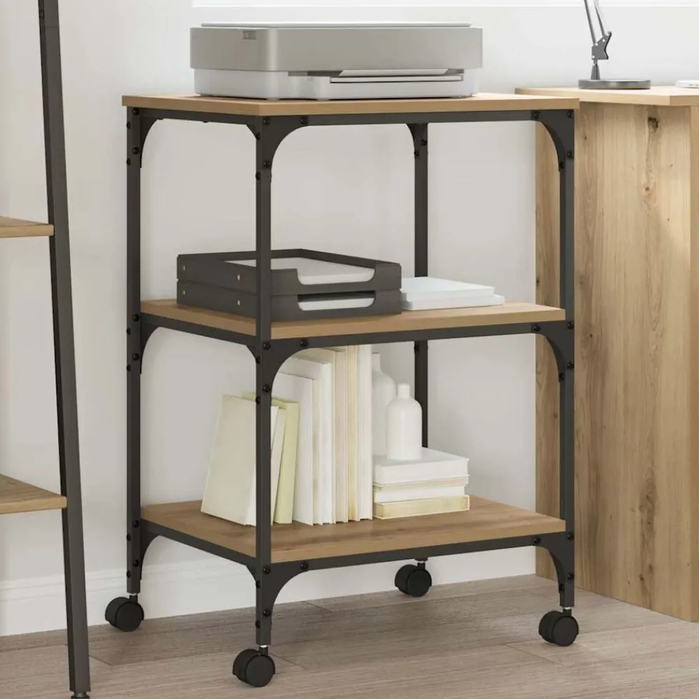 vidaXL Soporte para Impresora Roble artesanal 50 x 41 x 75 cm Roble artisan Clearance