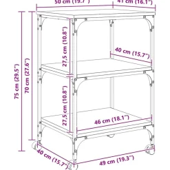 vidaXL Soporte para Impresora Roble artesanal 50 x 41 x 75 cm Roble artisan Clearance