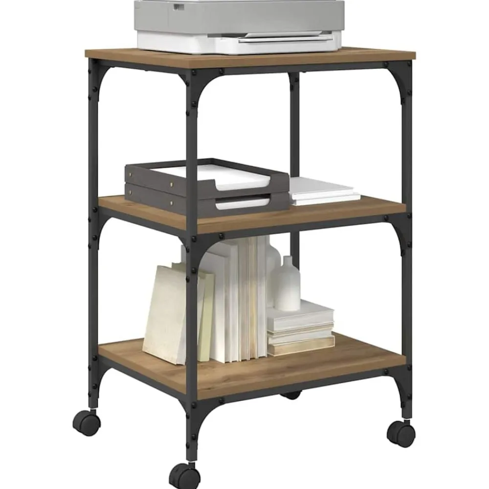 vidaXL Soporte para Impresora Roble artesanal 50 x 41 x 75 cm Roble artisan Clearance