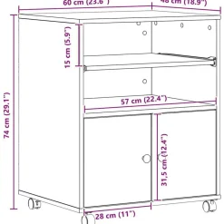 vidaXL Soporte para Impresora Roble artesanal 60 x 48 x 74 cm Roble artisan Outlet