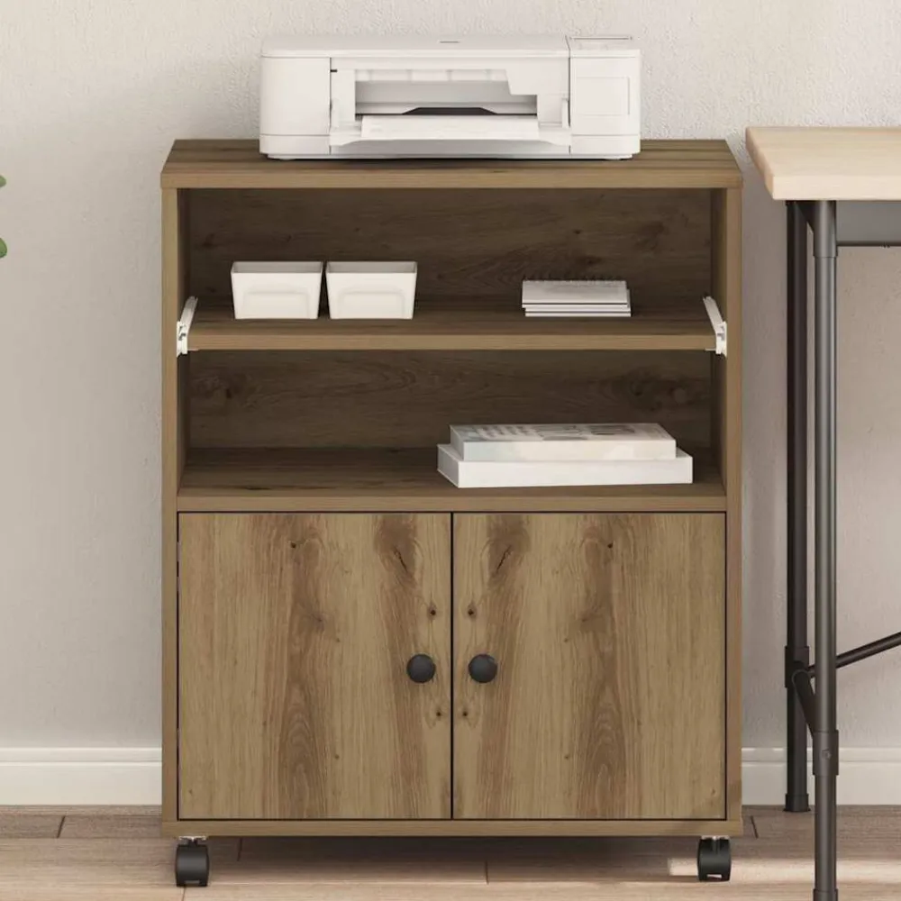 vidaXL Soporte para Impresora Roble artesanal 60 x 48 x 74 cm Roble artisan Outlet