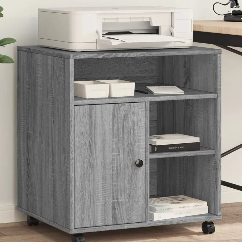 vidaXL Soporte para impresora con ruedas 60x50x67 cm Gris sonoma