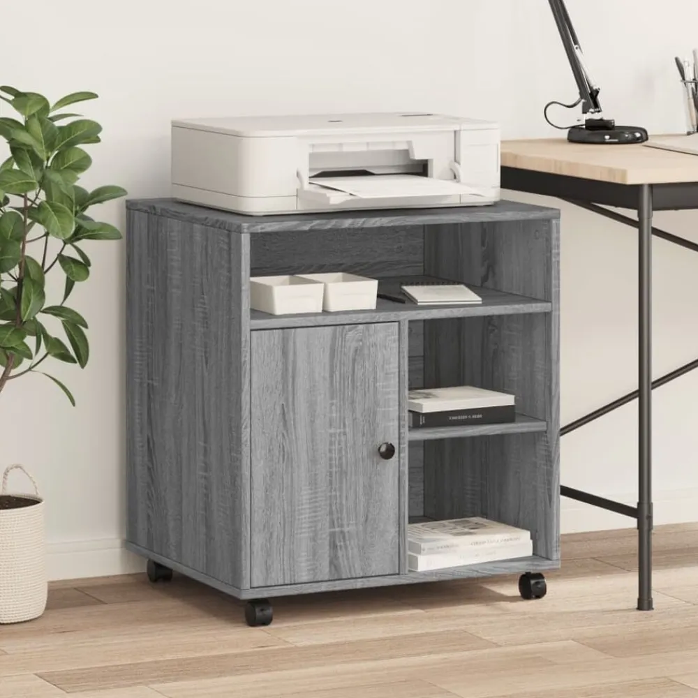 vidaXL Soporte para impresora con ruedas 60x50x67 cm Gris sonoma