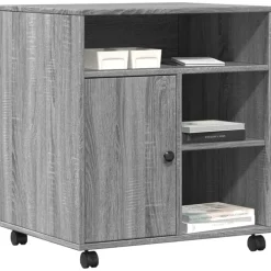 vidaXL Soporte para impresora con ruedas 60x50x67 cm Gris sonoma