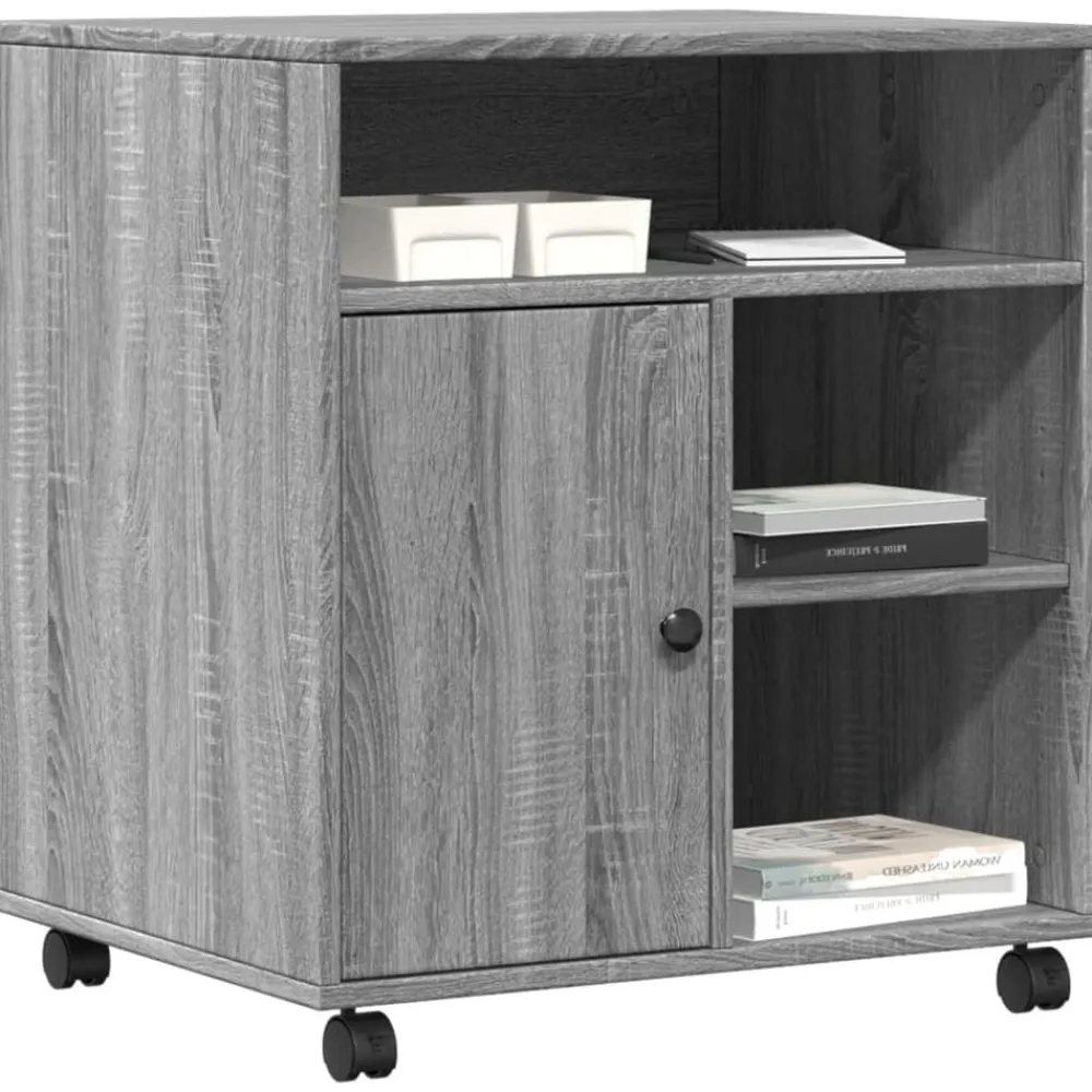 vidaXL Soporte para impresora con ruedas 60x50x67 cm Gris sonoma
