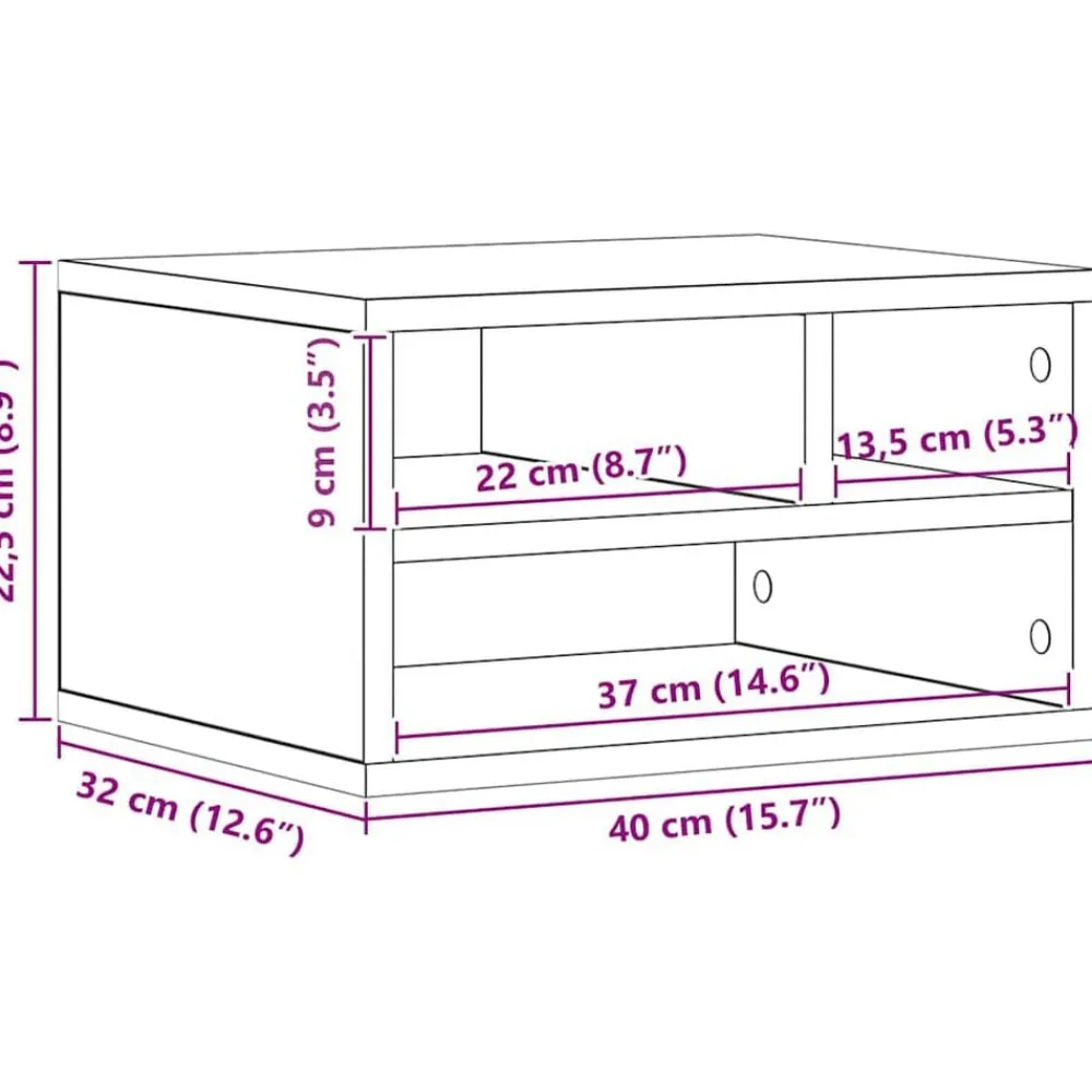 vidaXL Soporte para Impresora Roble artesanal 40 x 32 x 22,5 cm Roble artisan