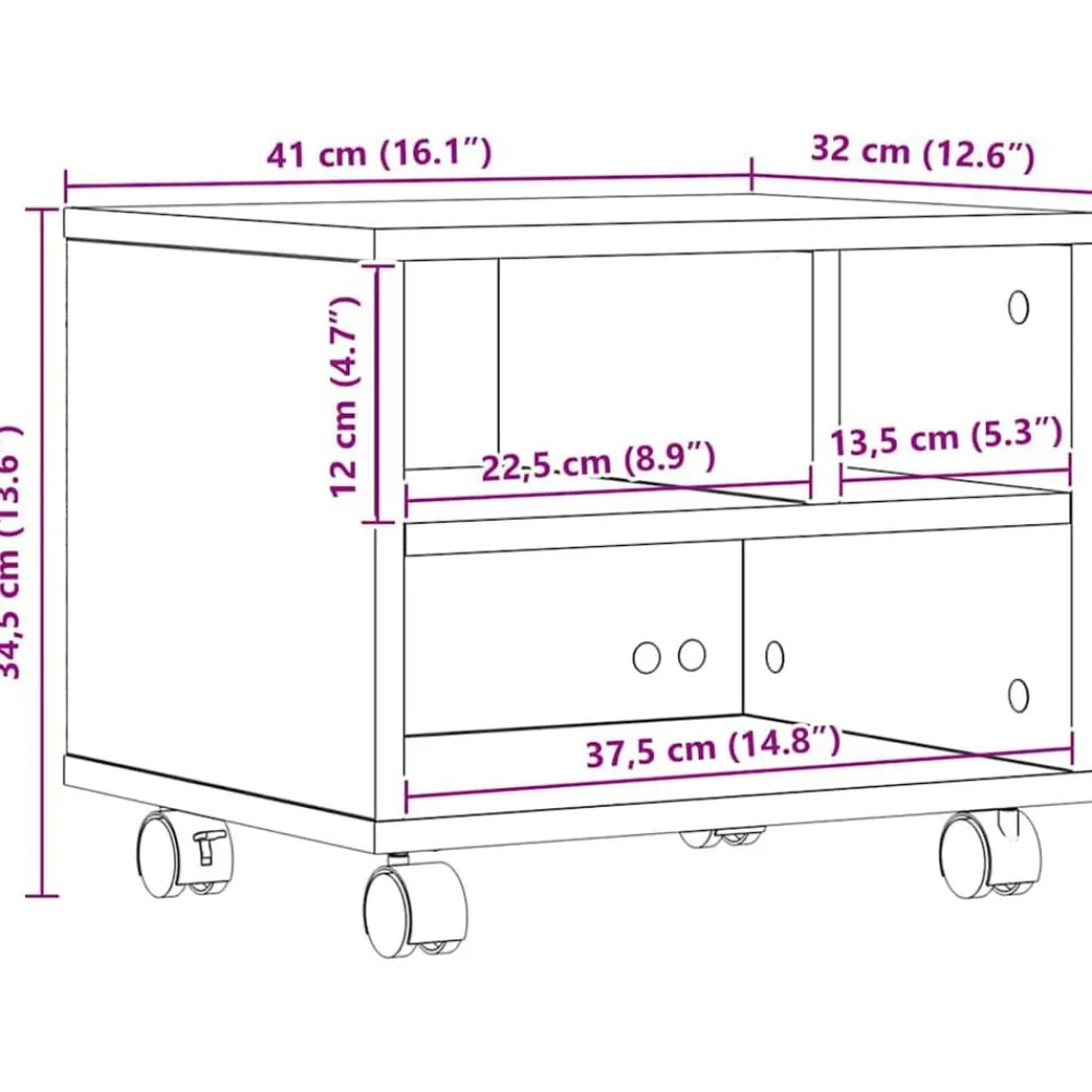 vidaXL Electrónica-Soporte para Impresora 41 x 32 x 34,5 cm
