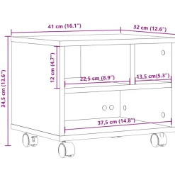 vidaXL Electrónica-Soporte para impresora con ruedas 41x32x34,5 cm