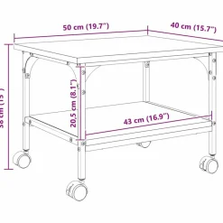 vidaXL Electrónica-Soporte para Impresora Roble artesanal 50 x 40 x 38 cm