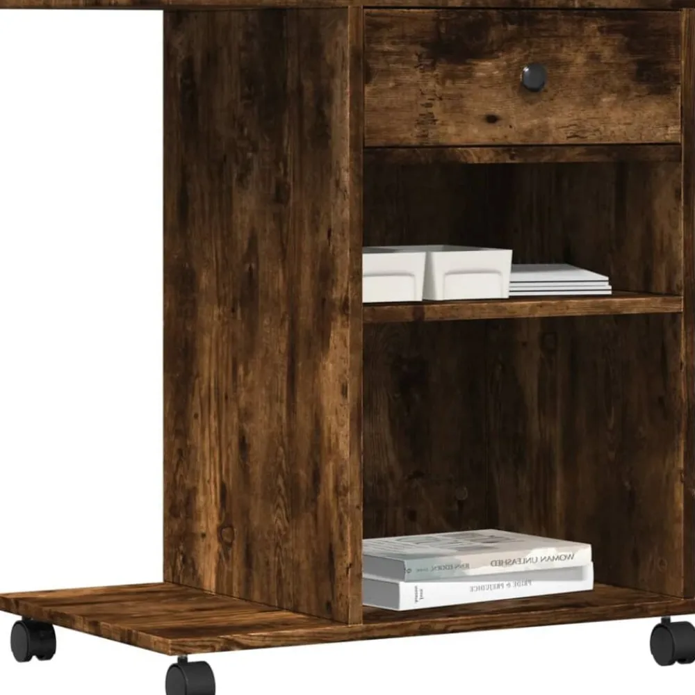 vidaXL Soporte para impresora con ruedas 60x40x68,5 cm Roble ahumado Best