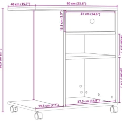 vidaXL Soporte para impresora con ruedas 60x40x68,5 cm Roble ahumado Best