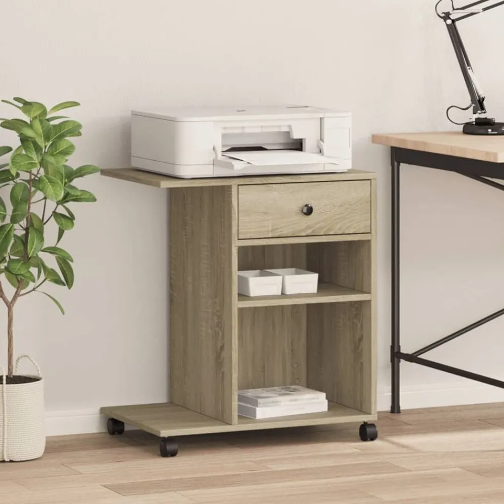 vidaXL Soporte para impresora con ruedas 60x40x68,5 cm Roble Sonoma Sale