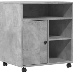 vidaXL Soporte para impresora con ruedas gris hormigón 60x50x67 cm Gris hormig&oacute;n Online