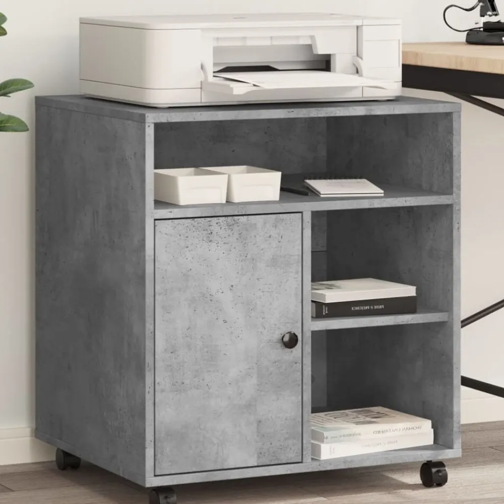 vidaXL Soporte para impresora con ruedas gris hormigón 60x50x67 cm Gris hormigón Online