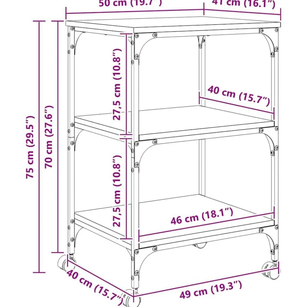 vidaXL Electrónica-Soporte para Impresora 50 x 41 x 75 cm