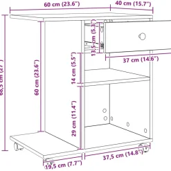 vidaXL Electrónica-Soporte para Impresora con cajón Madera vieja 60 x 40 x 68.5 cm
