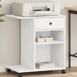 vidaXL Soporte para impresora con ruedas 60x40x68,5 cm Blanco Online