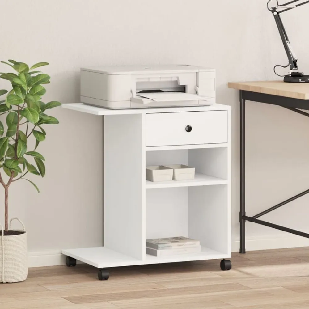 vidaXL Soporte para impresora con ruedas 60x40x68,5 cm Blanco Online