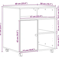 vidaXL Electrónica-Soporte para Impresora 60 x 50 x 67 cm