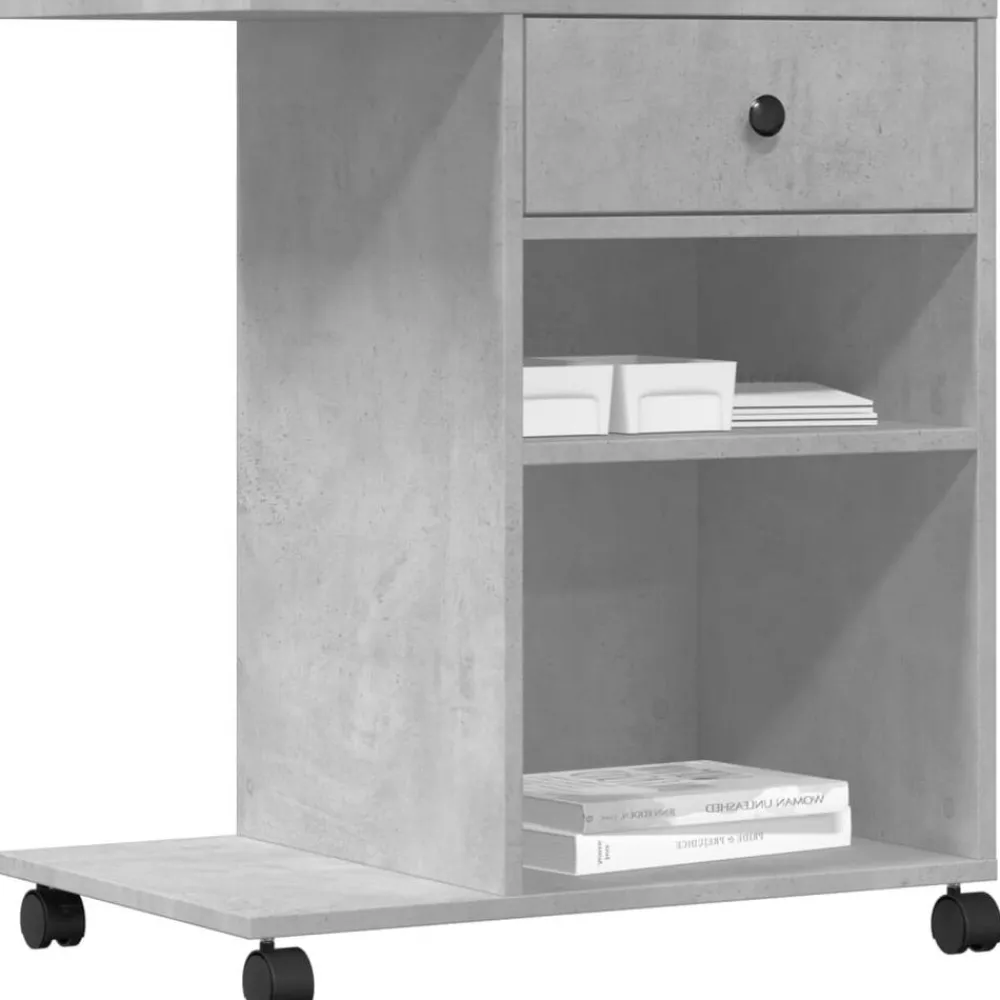 vidaXL Electrónica-Soporte para impresora con ruedas gris hormigón 60x40x68,5 cm