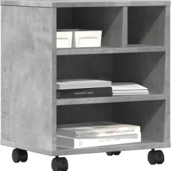 vidaXL Electrónica-Soporte para impresora con ruedas gris hormigón 41x32x48 cm