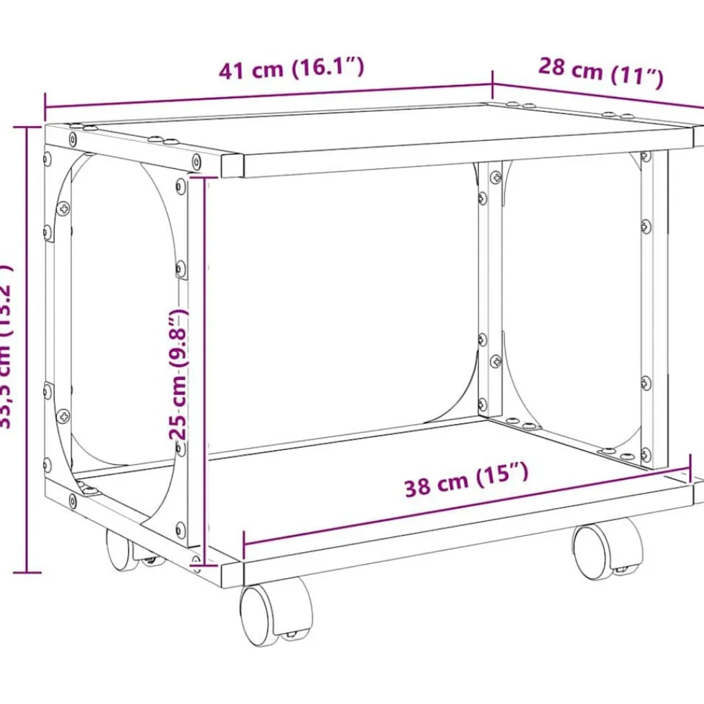 vidaXL Soporte para Impresora Roble artesanal 41 x 28 x 33.5 cm Roble artisan New