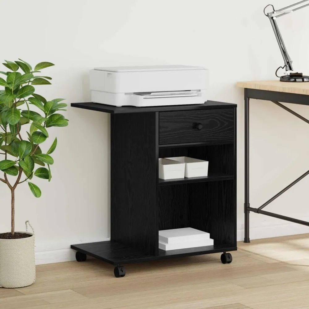 vidaXL Soporte para Impresora con cajón 60 x 40 x 68.5 cm Roble negro New